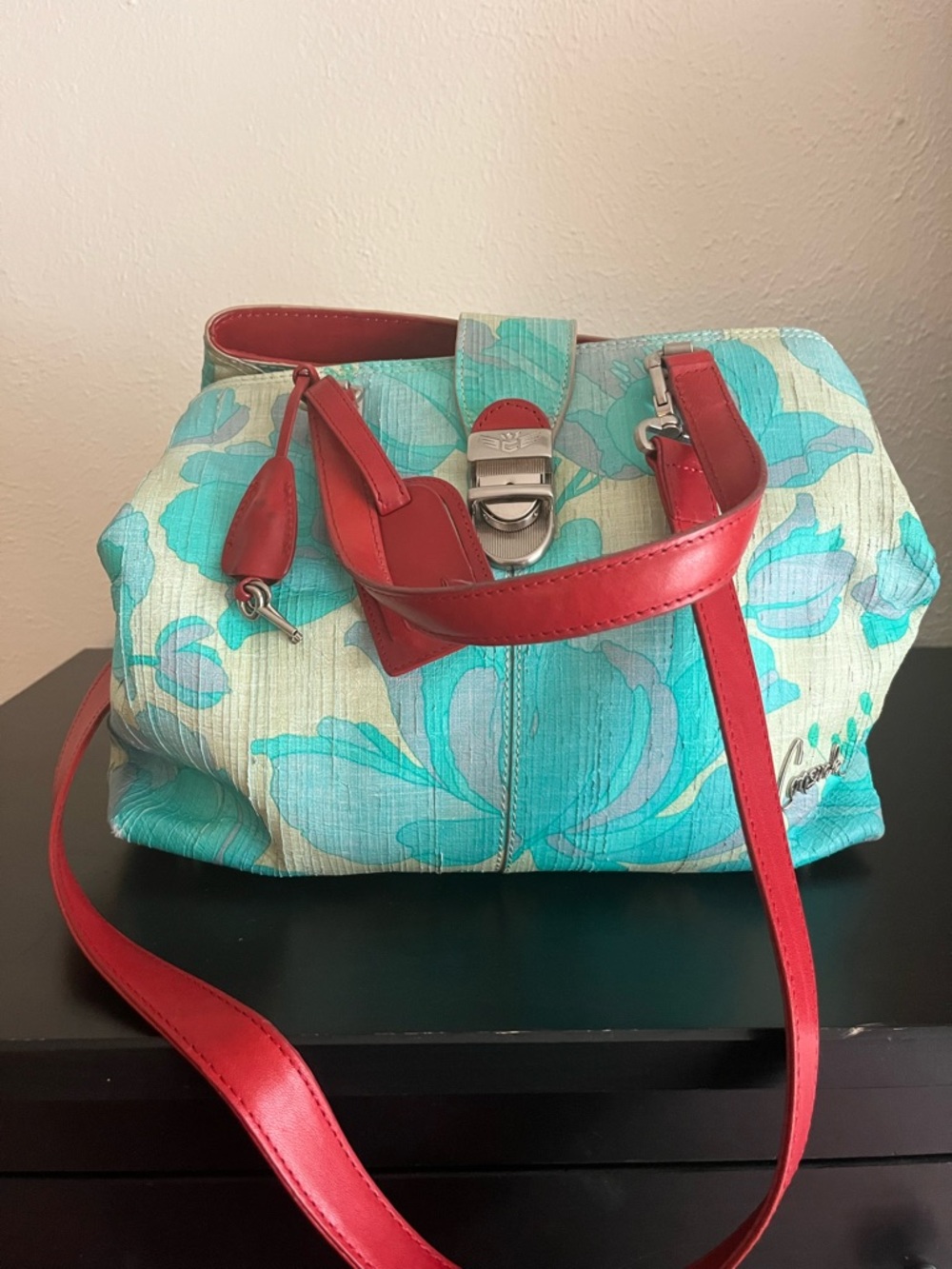 Consuela Azul St. Tropez Small Handbag with Red Handles - Picture 3 of 9
